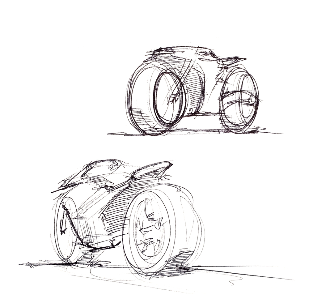 Two sportbike concept sketches.